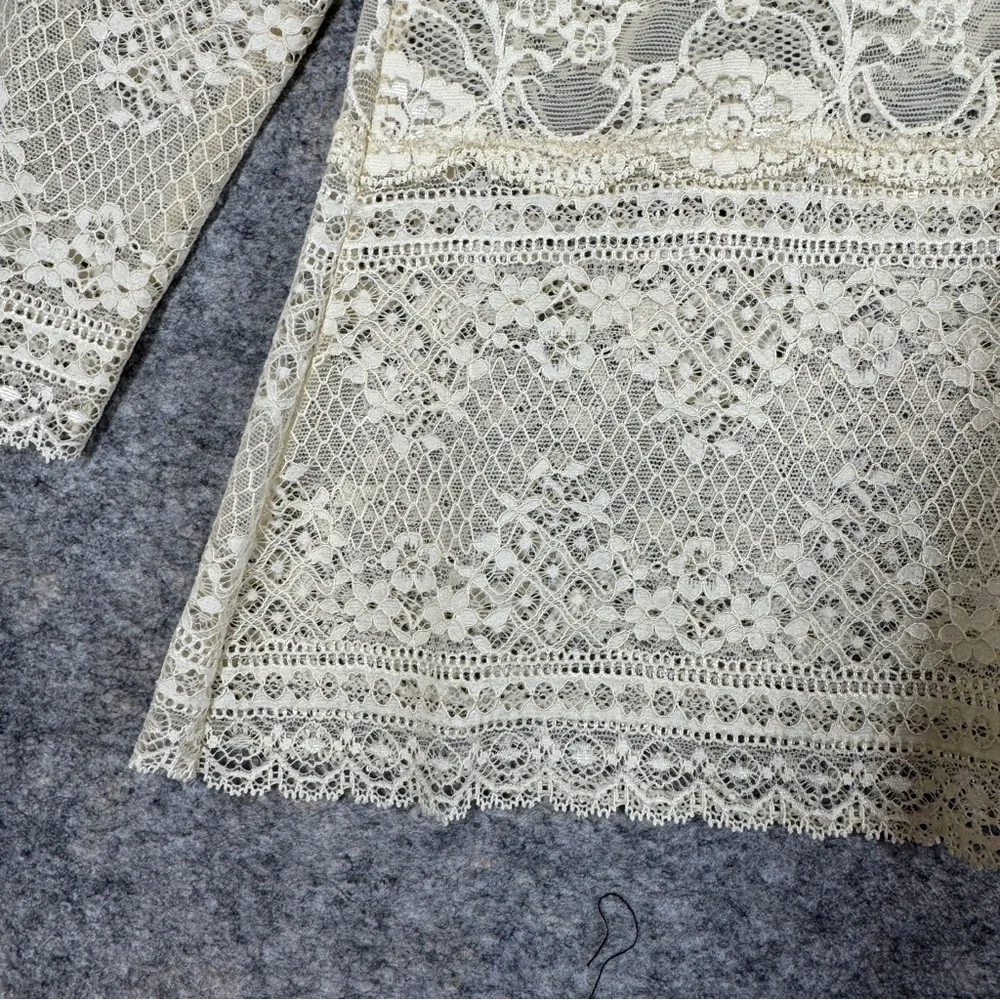 Ilse Jacobsen Y2K Cream Lace Top Size M Romantic Floral Sheer Ethereal Indie - Picture 4 of 12